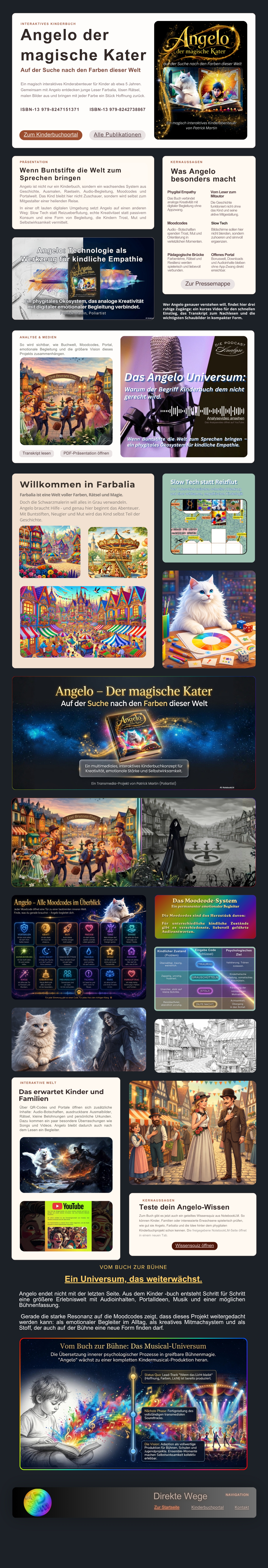 Angelo Universum mit Kinderbuch, Farbalia, Moodcodes und Projektvision